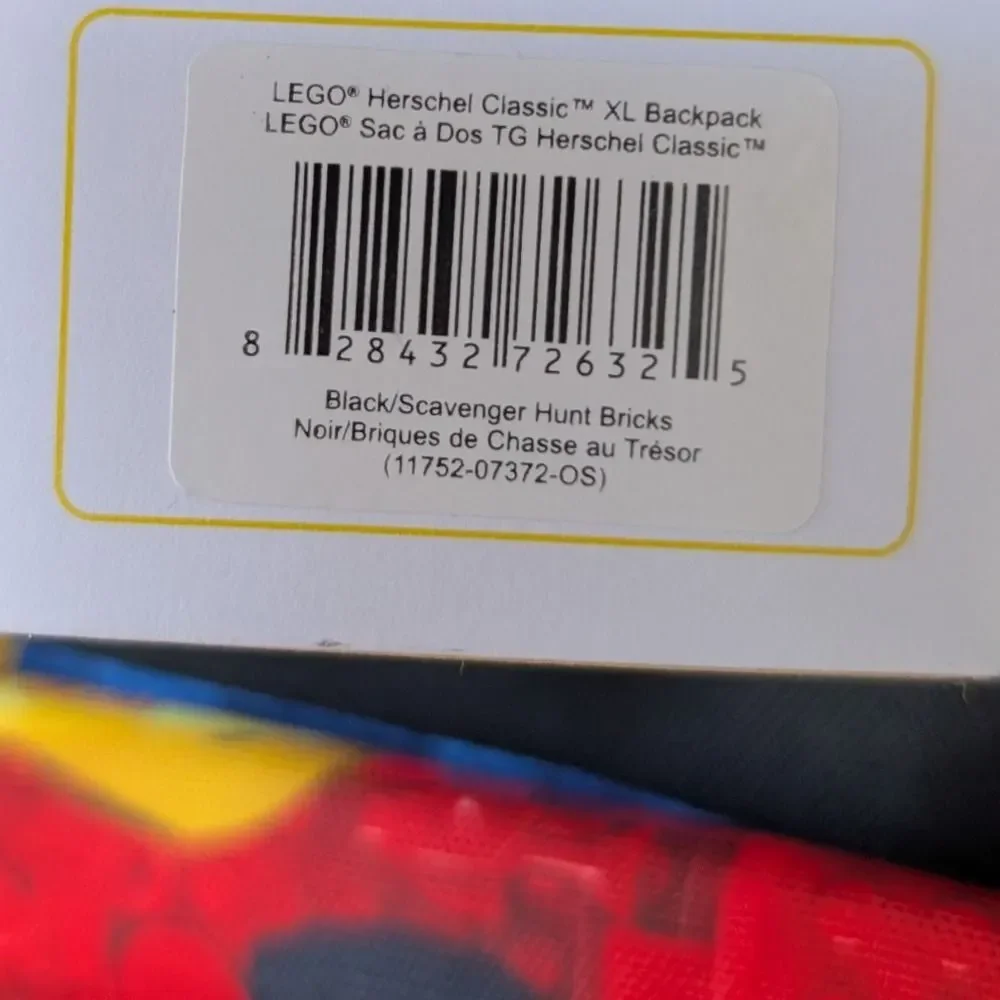 NWT Herschel Supply Co LEGO Classic XL Backpack Black‎ Scavenger Hunt Bricks